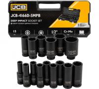 Набор головок ударных глубоких 1/2" 10-36 мм, 15 предметов JCB-4166D-5MPB