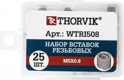 Набор вставок резьбовых M5x0.8, 25 предметов, Thorvik WTRI508