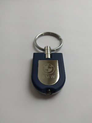 Брелок для ключей металл. с фонариком "BMW"