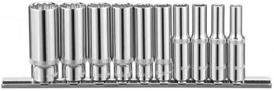 Набор головок торцевых 1/4"DR 3/16"-9/16", 10 предметов, 12-гранные, Ombra 914910