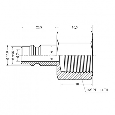 Штуцер внутренняя резьба 1/2", Licota 040PF 