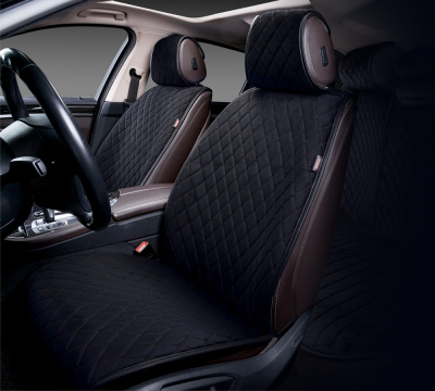Накидка AUTOPREMIER PREMIUM, комплект передний 2 шт., чёрный, стёганая, 10 мм поролон PRM100 