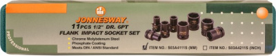 Набор головок ударных 1/2"DR, 10-24 мм, 11 предметов Jonnesway S03A4111S  