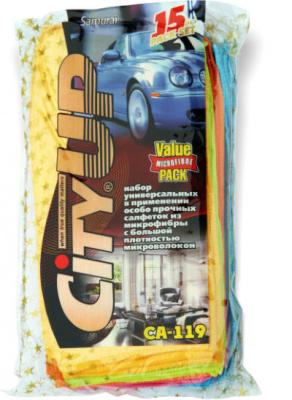 Салфетки микрофибра 30х30 (15шт) в упаковке City Up CA-119