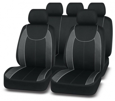 Авточехлы ESCADA AUTOPREMIER, чёрный/серый, полиэстер+карбон, 2 мм поролон, 2 молнии, 9 предметов ESC1400 