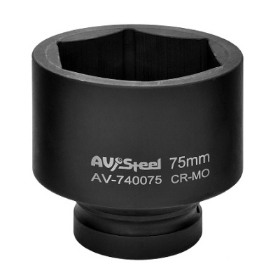 Головка ударная 1" шестигранная 75 мм, AV Steel AV-740075 