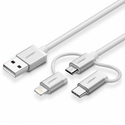 Кабель 3в1 MicroUSB, USB Tape-C, Lighting, в оплётке ZU-016