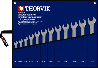 Набор ключей комбинированных 1/4"--15/16", 12 предметов, Thorvik CWIS0012 