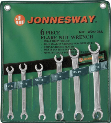 Набор ключей гаечных разрезных в сумке, 8-19 мм, 6 предметов Jonnesway W24106S 