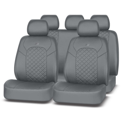 Авточехлы AUTOPREMIER LUXURY VIP, серый, экокожа, SRS AIRBAG, карман, 5 мм поролон, 6 молний, 11 предметов LUX1400 