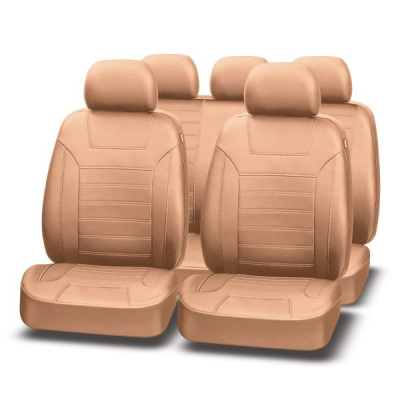 Авточехлы PLATINUM VIP, бежевый, эко кожа PIV 1600