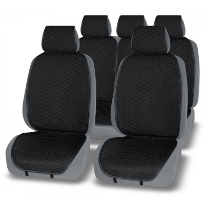 Накидки FOCUS AUTOPREMIER, комплект 4 шт., чёрный, тёплый шёлк, декоративный ромб, 10 мм поролон FOC1000