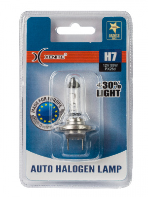 Лампа галоген H7 (PX26d) Яркость +30% Xenite 