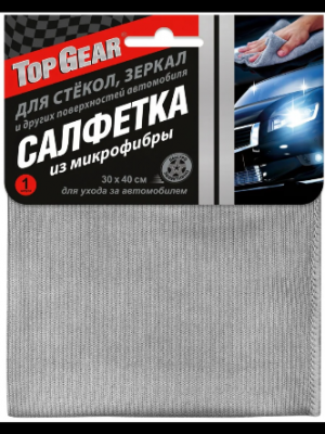 Top Gear №1 салфетка для стекол и зеркал 30х40 из МИКРОФИБРЫ