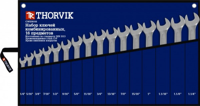 Набор ключей комбинированных 1/4"--1-1/4", 16 предметов, Thorvik CWIS0016