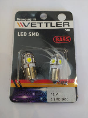 Лампа светодиодная 12 V BA9S-5 SMD белая повторит.